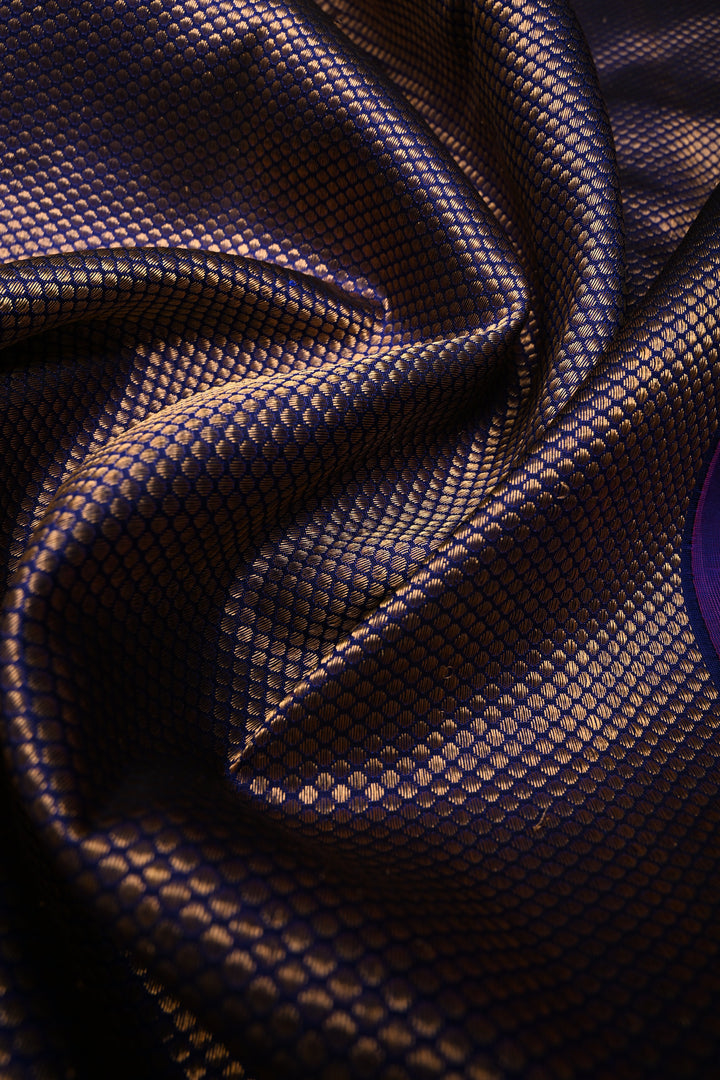 Deep Purple Pure Gadwal Silk Saree with Brocade and Meenakari Paithani Style Zari Border | SILK MARK CERTIFIED | SHOBITAM