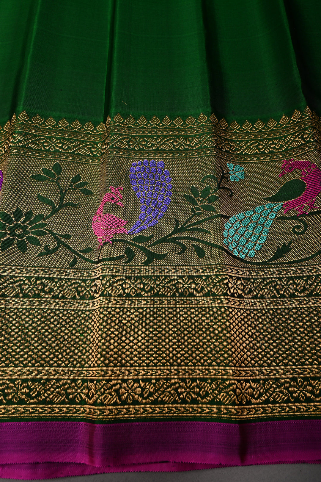 Blue-Gold Pure Gadwal Silk Saree with Brocade and Contrast Meenakari Paithani Style Zari Border | SILK MARK CERTIFIED | SHOBITAM