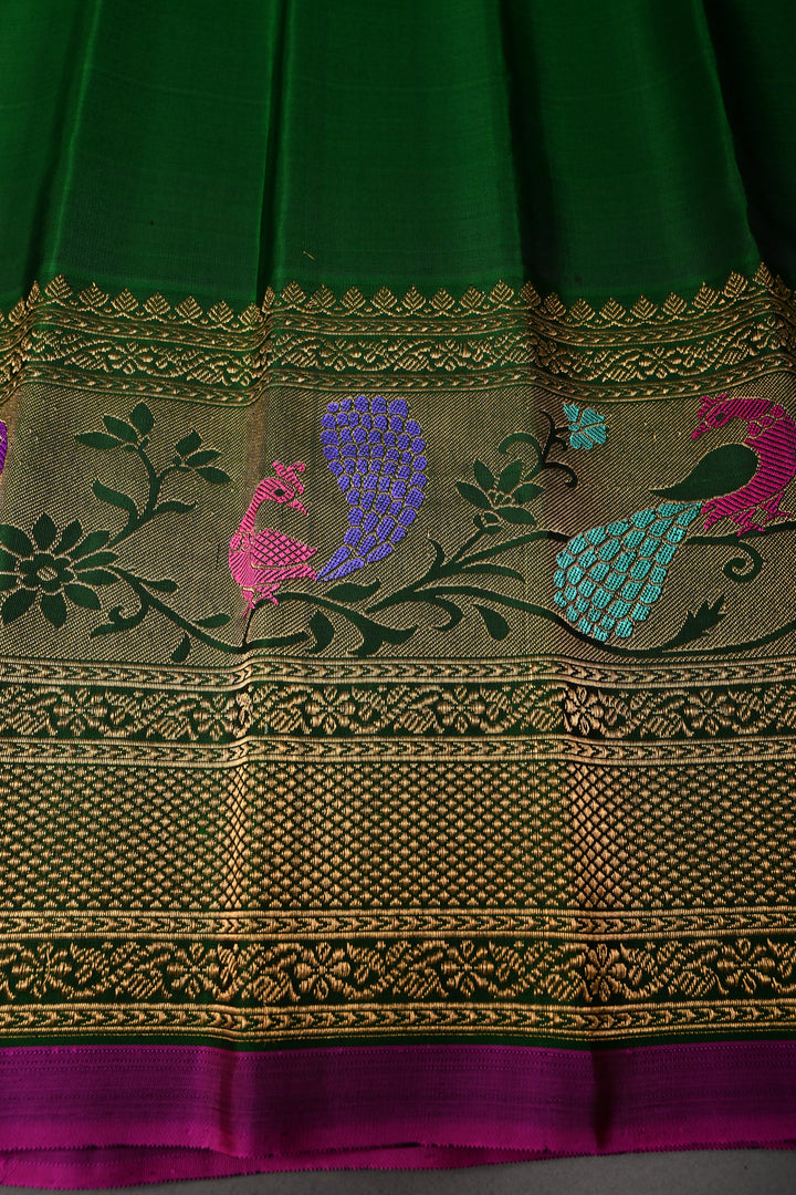 Blue-Gold Pure Gadwal Silk Saree with Brocade and Contrast Meenakari Paithani Style Zari Border | SILK MARK CERTIFIED | SHOBITAM