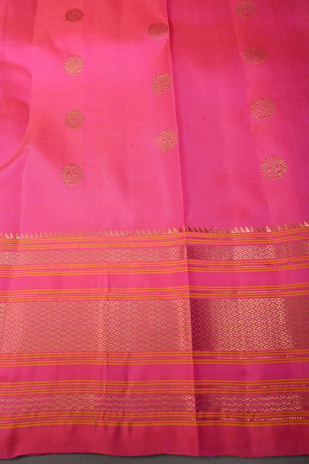 Pink Pure Gadwal Silk saree with zari butta and Zari Border | SILK MARK CERTIFIED SHOBITAM
