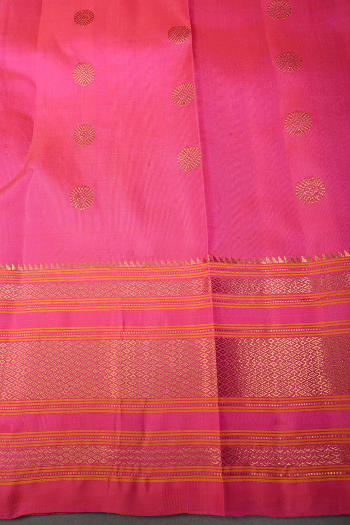 Pink Pure Gadwal Silk saree with zari butta and Zari Border | SILK MARK CERTIFIED SHOBITAM