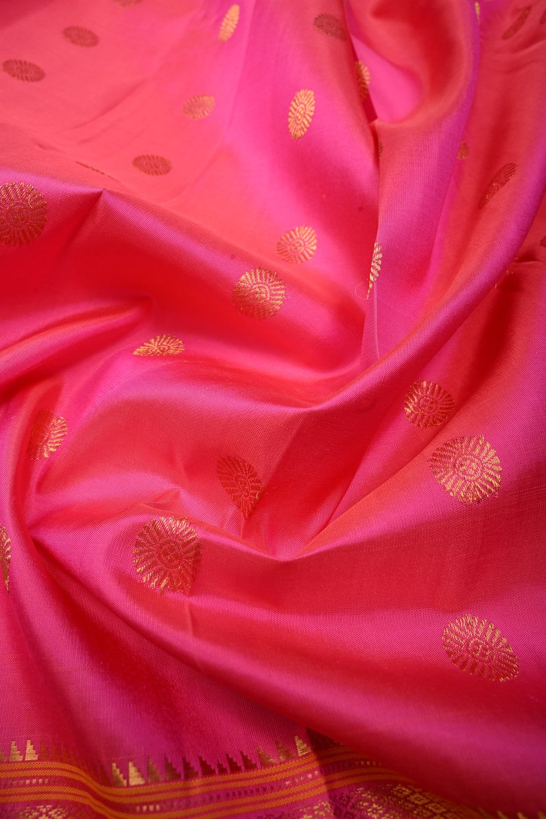 Pink Pure Gadwal Silk saree with zari butta and Zari Border | SILK MARK CERTIFIED SHOBITAM