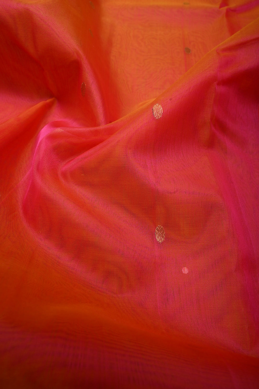 Pink-Orange Dual Tone Chanderi Silk Saree with Zari Buttas and Tissue Zari Border | SHOBITAM