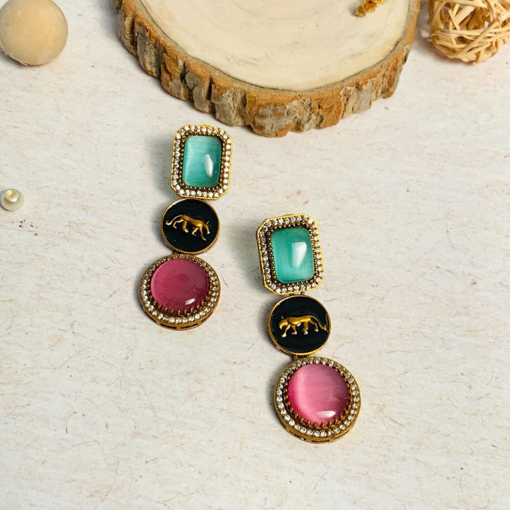 Sabyasachi Inspired Multicolor Stone Statement Earrings | SHOBITAM