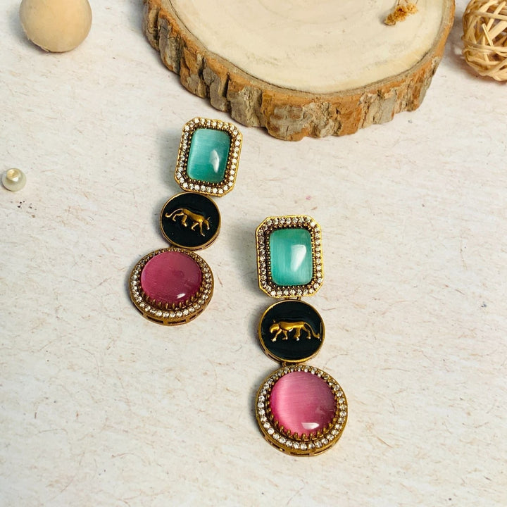 Sabyasachi Inspired Multicolor Stone Statement Earrings | SHOBITAM