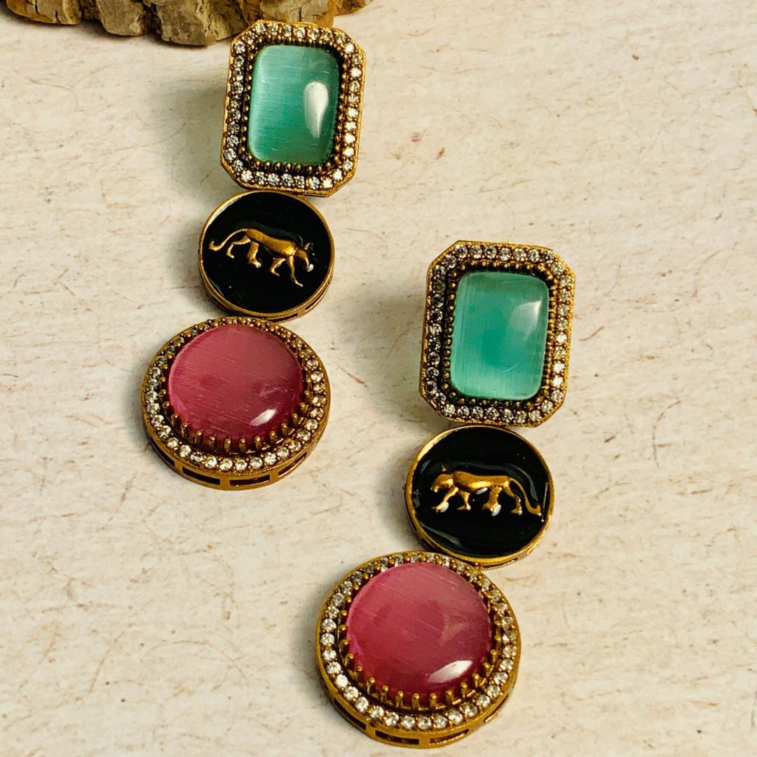 Sabyasachi Inspired Multicolor Stone Statement Earrings | SHOBITAM