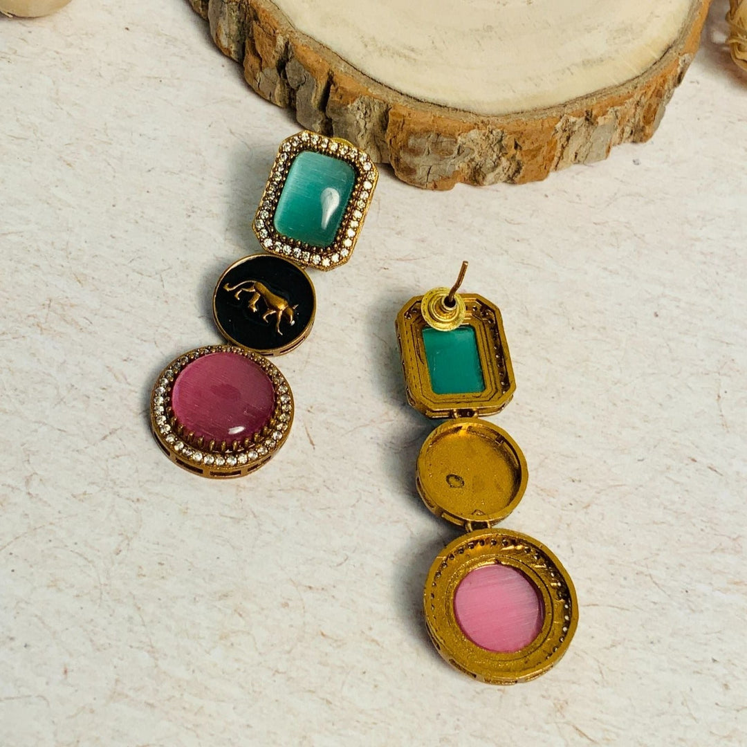 Sabyasachi Inspired Multicolor Stone Statement Earrings | SHOBITAM