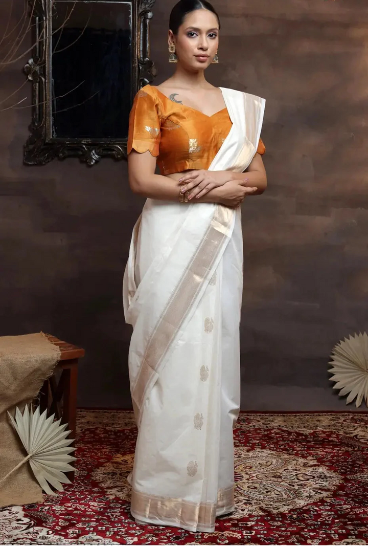 Kesariya Banarasi Blouse | SHOBITAM