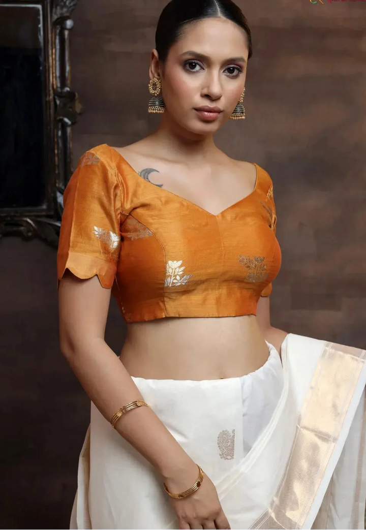 Kesariya Banarasi Blouse | SHOBITAM