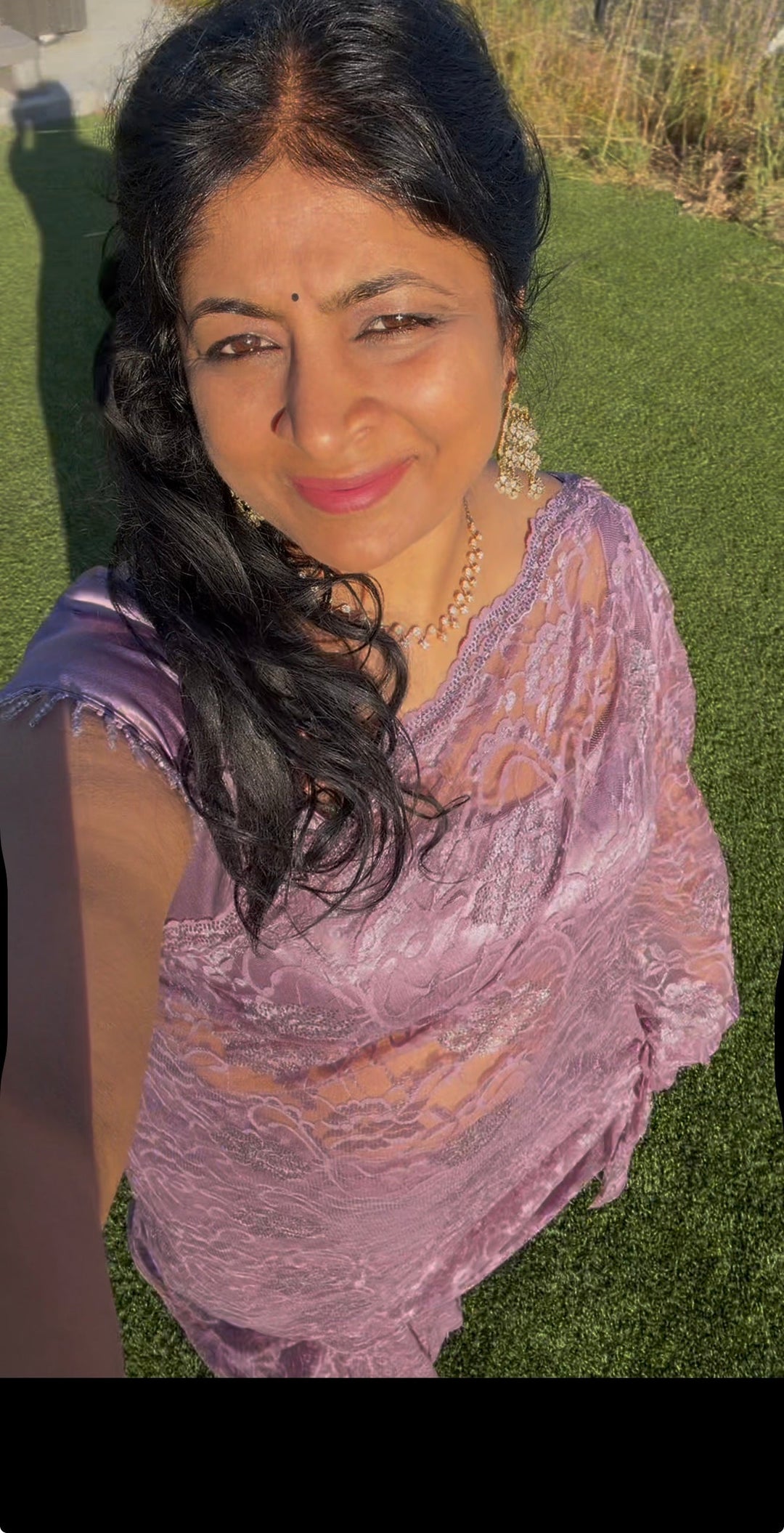 Amethyst Net Chenille Lace Saree with Tone on Tone Powder Stones Work and Scallop Border | SHOBITAM