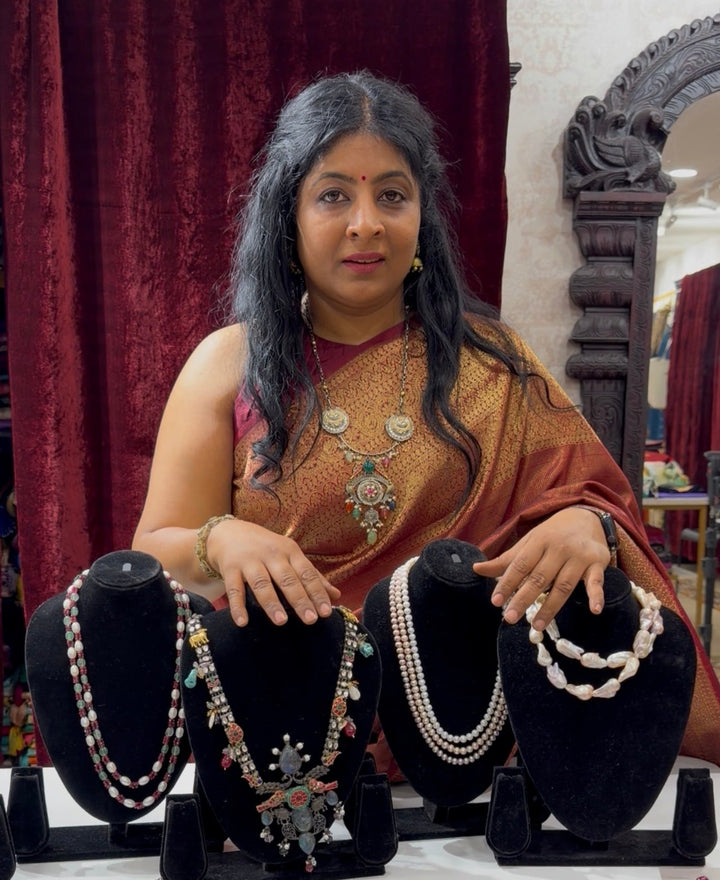 92.5 Oxidized Silver Chandtara Crescent Medallion Necklace | SHOBITAM