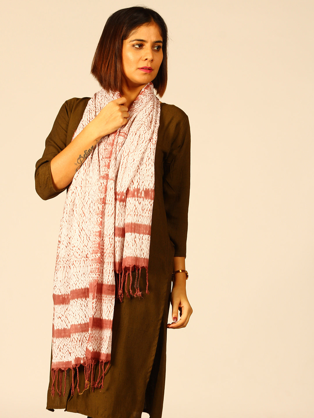Hand Woven Shibori Cotton Stole | SHOBITAM