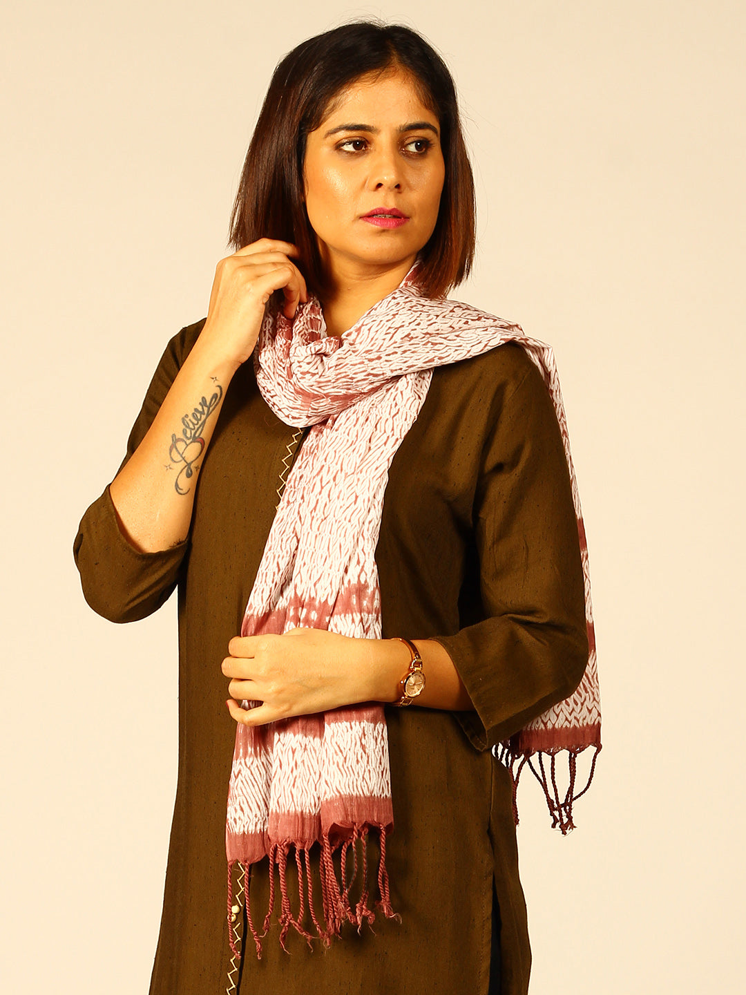 Hand Woven Shibori Cotton Stole | SHOBITAM