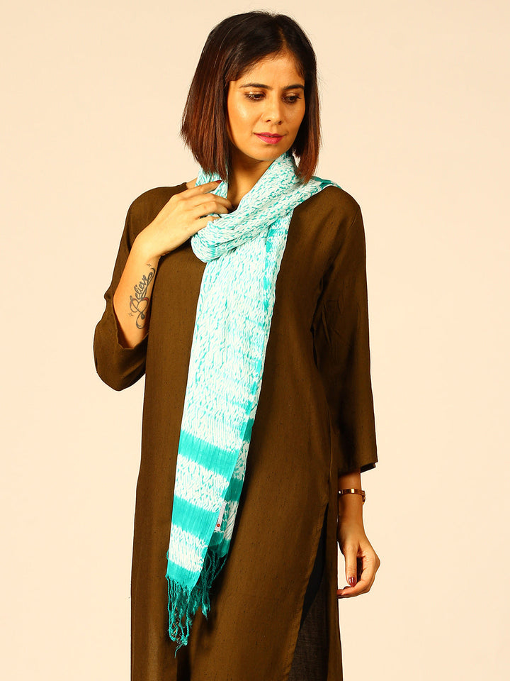 Hand Woven Shibori Cotton Stole | SHOBITAM