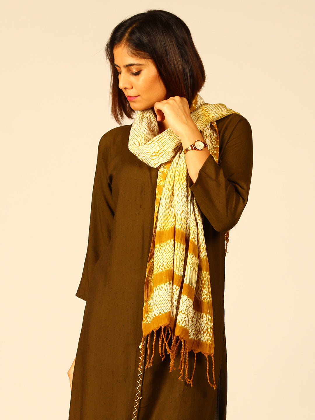 Hand Woven Shibori Cotton Stole | SHOBITAM