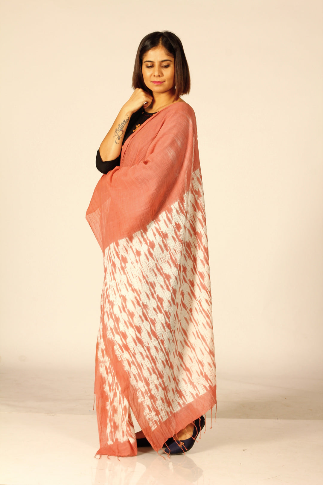 Hand Woven Shibori Cotton Dupatta | SHOBITAM