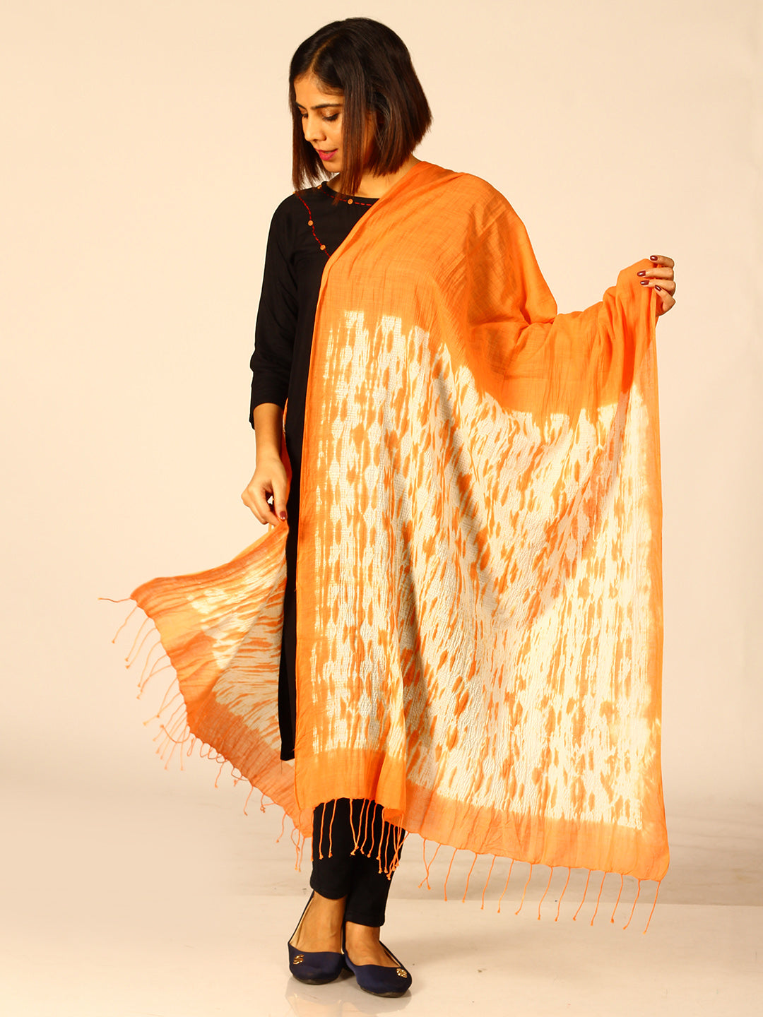 Hand Woven Shibori Cotton Dupatta | SHOBITAM
