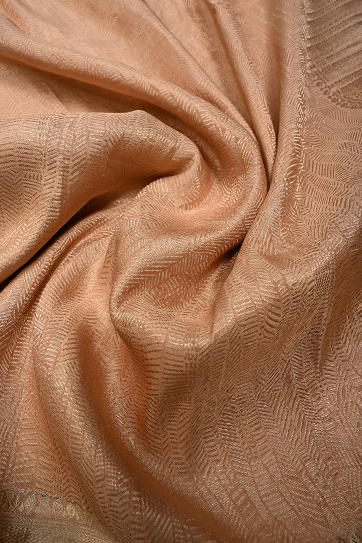 Blush Peach Pure Mysore Silk Saree with Zari Brocade and Zari Border | SILK MARK CERTIFIED