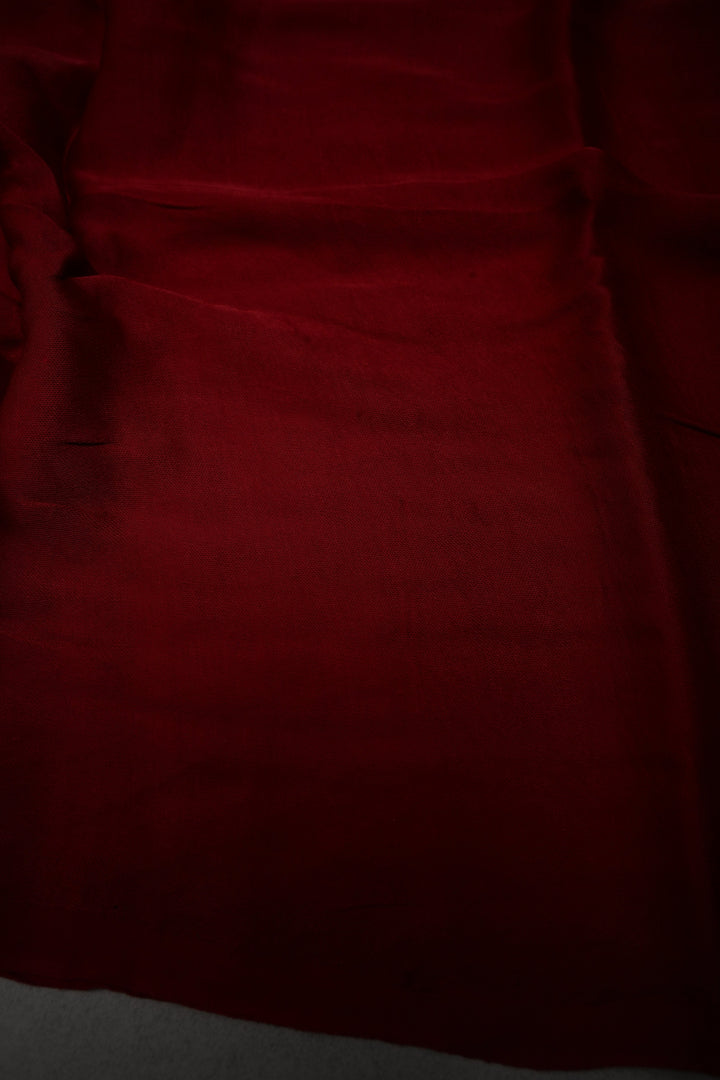 Burgundy Borderless Modal Silk Saree with Lagda Patta Crushed Tissue Pallu | SHOBITAM