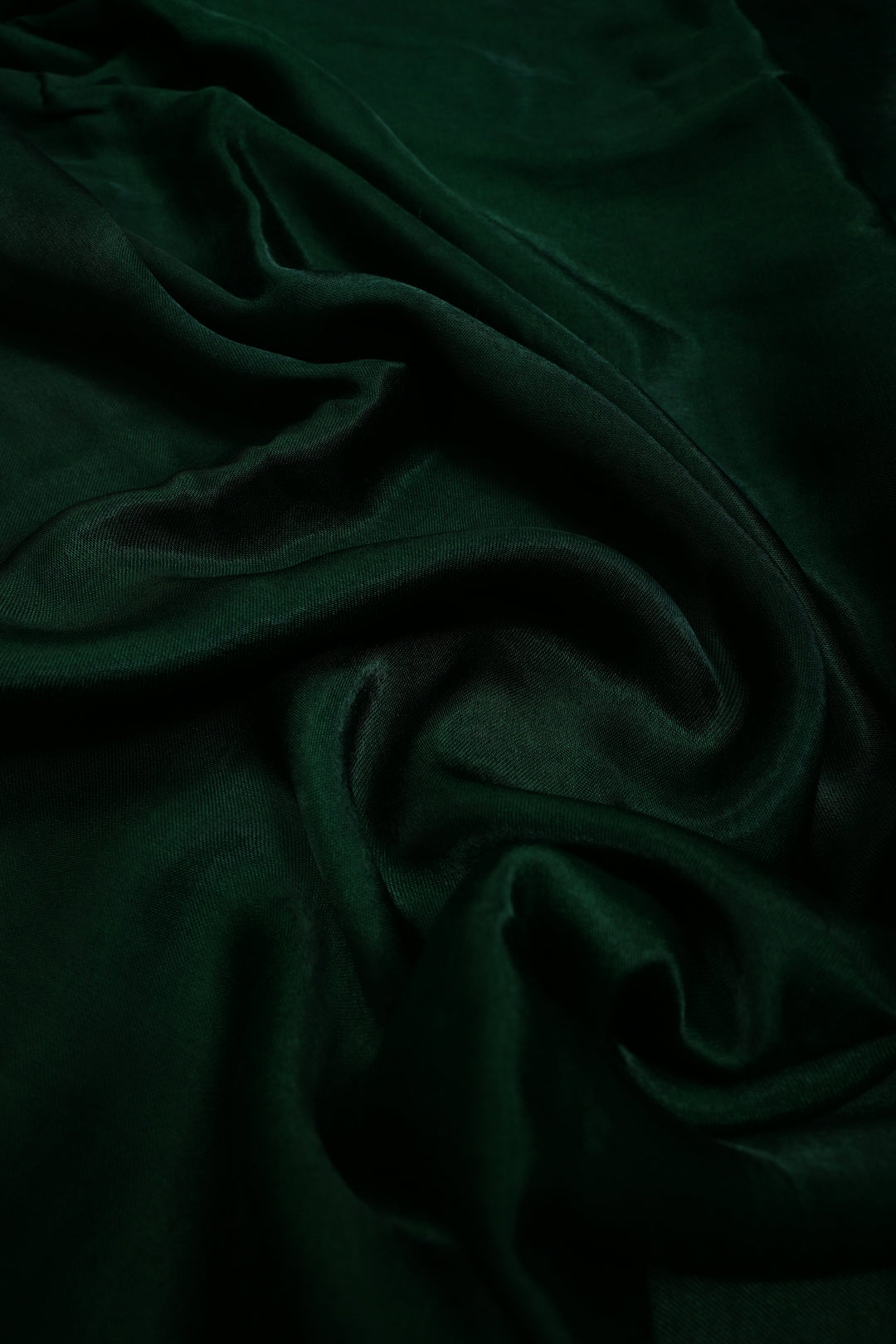 Bottle Green Borderless Modal Silk Saree with Lagda Patta Crushed Pallu | SHOBITAM