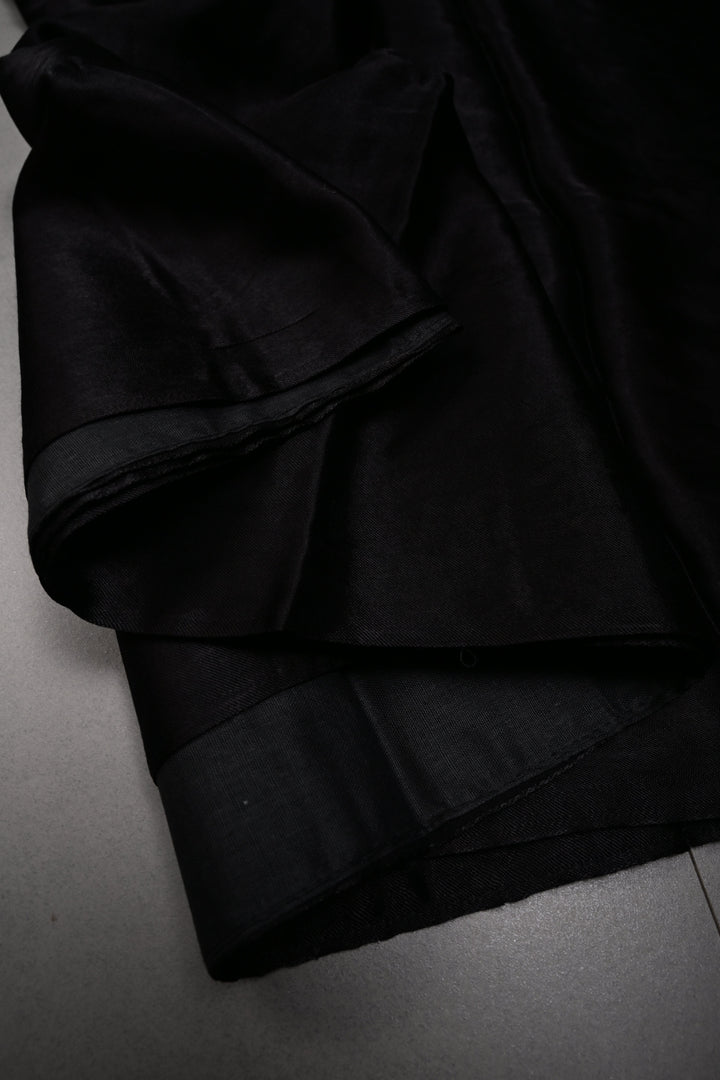 Black Sitaara Modal Silk Saree with Lagda Patta Crushed Pallu | SHOBITAM