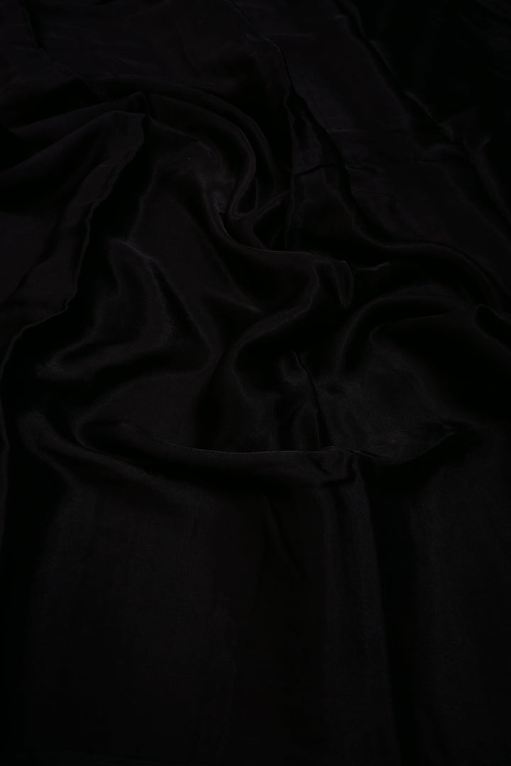 Black Sitaara Modal Silk Saree with Lagda Patta Crushed Pallu | SHOBITAM
