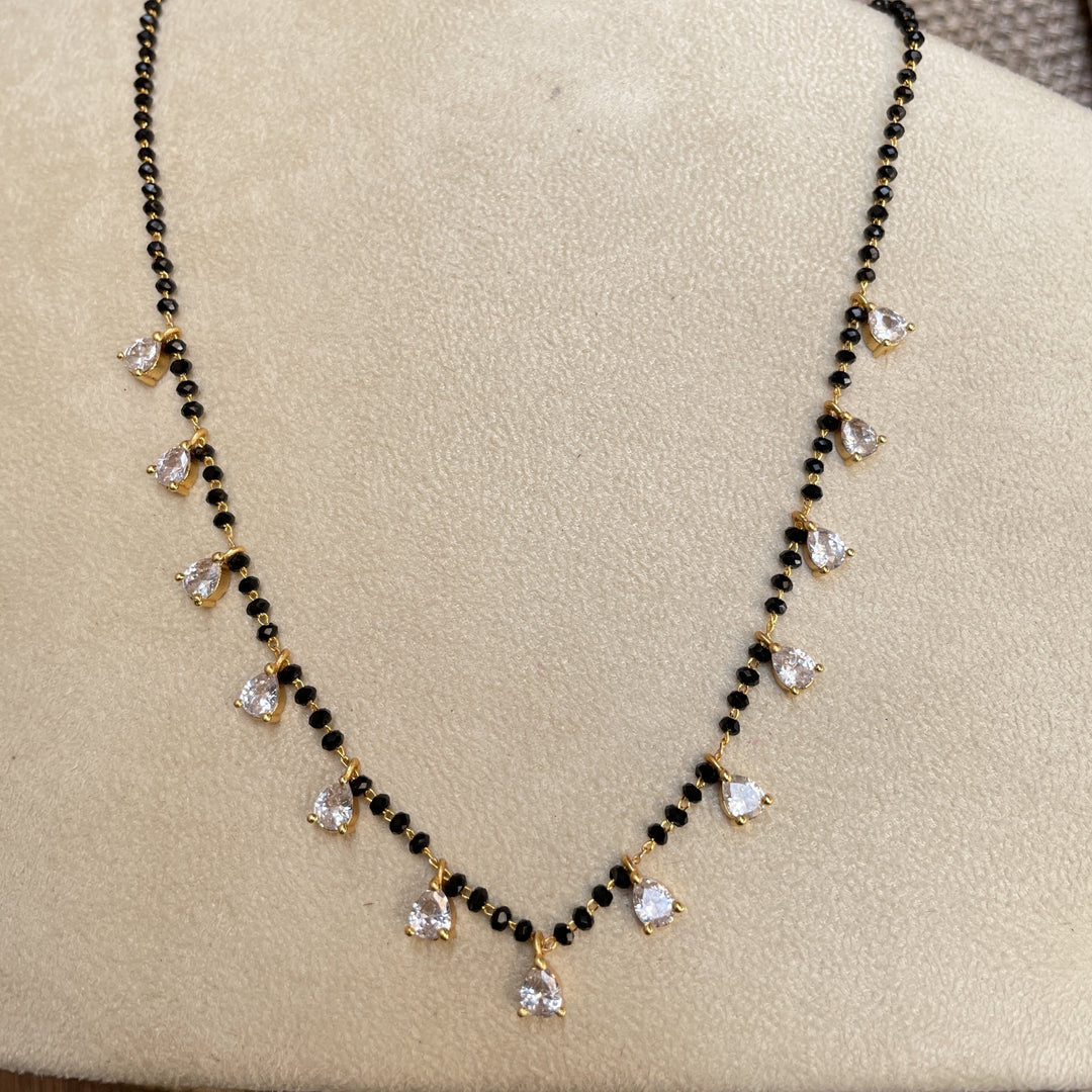 Gold Plated Diamond Drops Mangalsutra | SHOBITAM