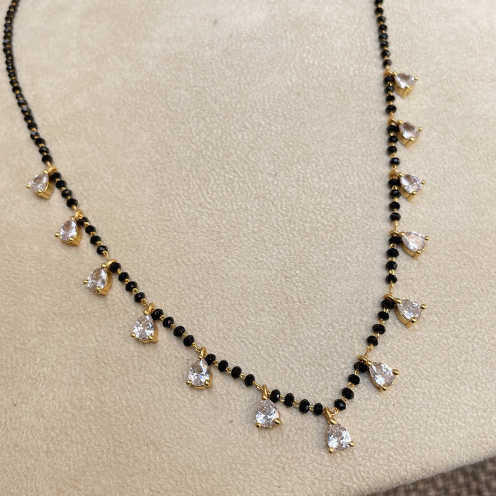 Gold Plated Diamond Drops Mangalsutra | SHOBITAM