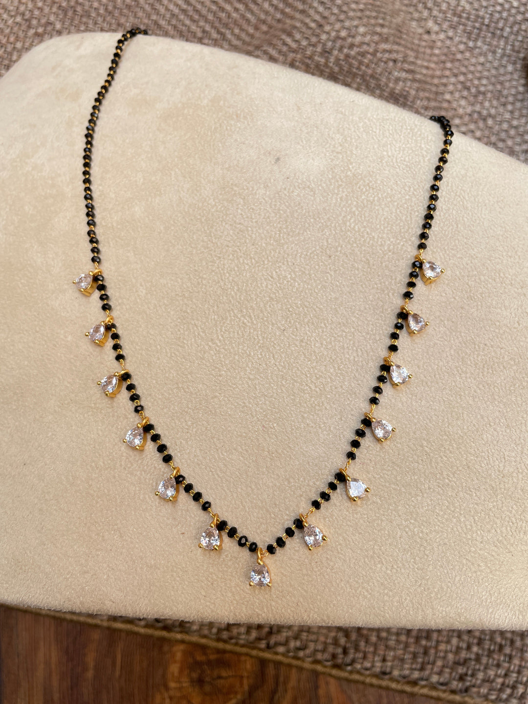 Gold Plated Diamond Drops Mangalsutra | SHOBITAM