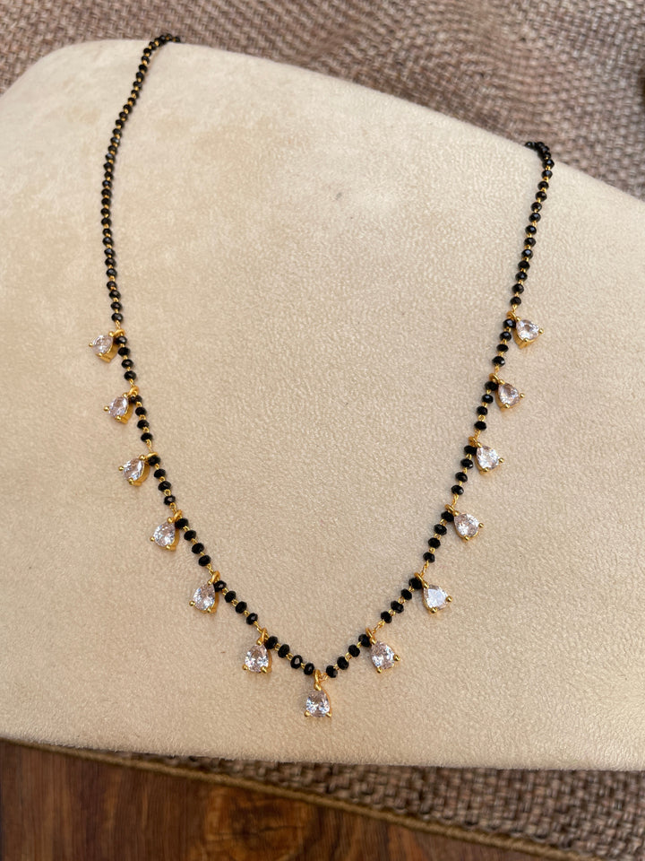 Gold Plated Diamond Drops Mangalsutra | SHOBITAM
