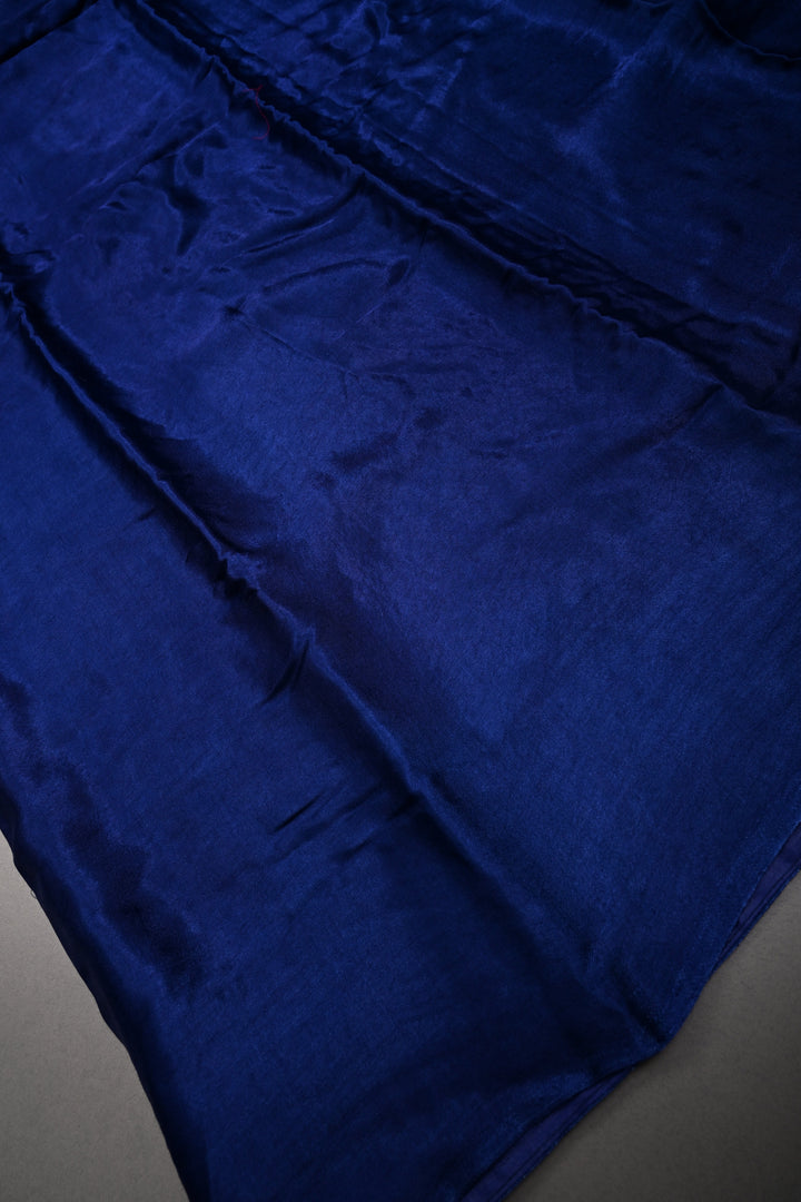 Ink Purple Borderless Modal Silk Saree with Lagda Patta Crushed Pallu | SHOBITAM