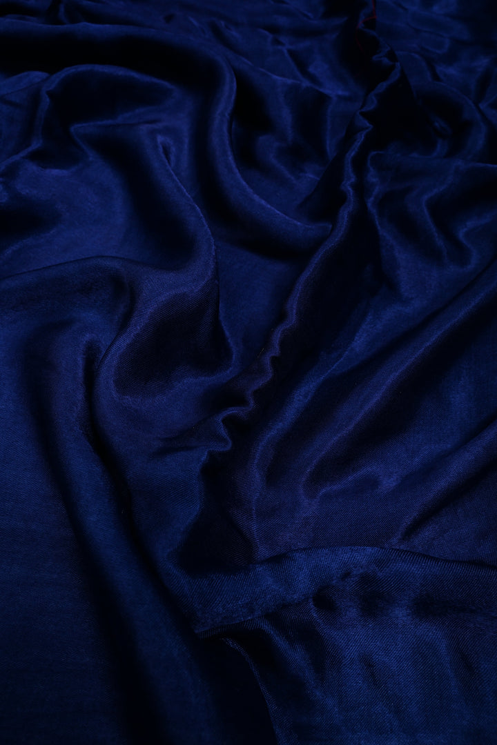 Ink Purple Borderless Modal Silk Saree with Lagda Patta Crushed Pallu | SHOBITAM