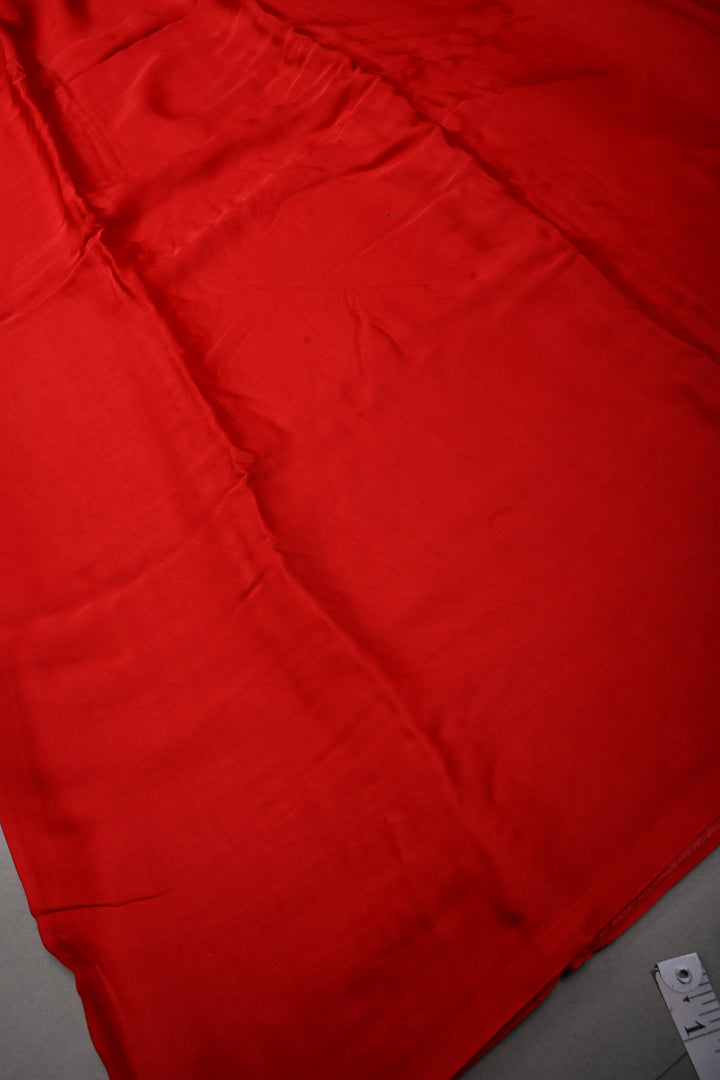 Blood Red Borderless Modal Silk Saree with Shikaargah Zari Pallu | SHOBITAM