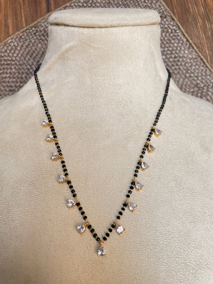 Gold Plated Diamond Drops Mangalsutra | SHOBITAM