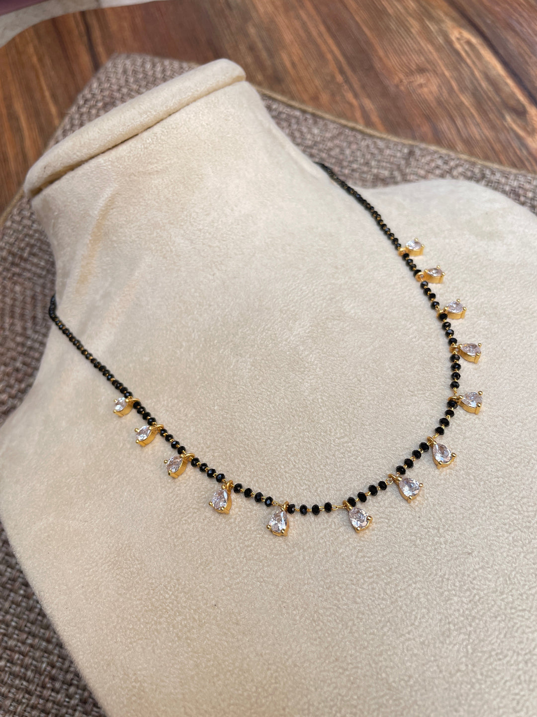 Gold Plated Diamond Drops Mangalsutra | SHOBITAM