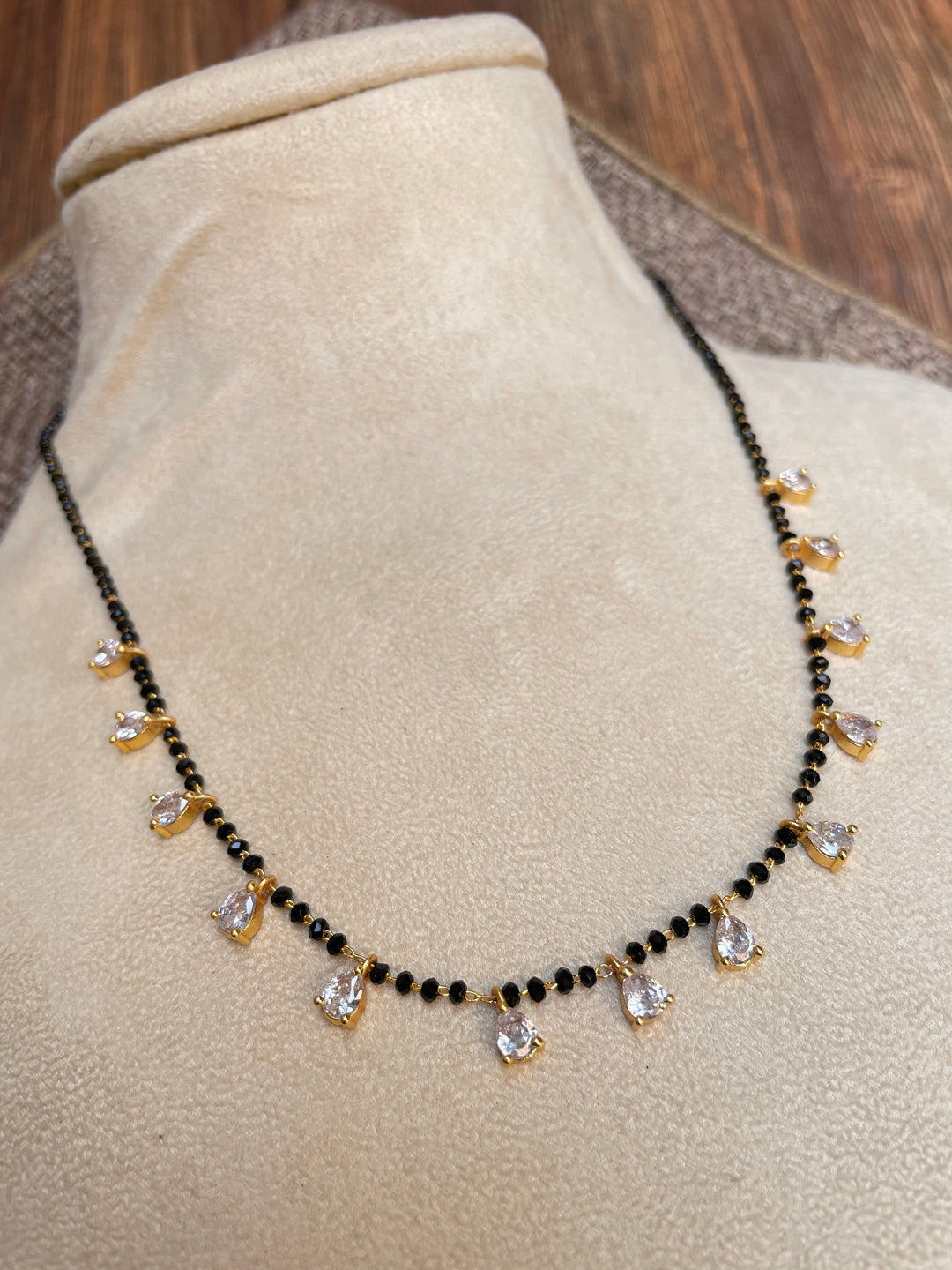 Gold Plated Diamond Drops Mangalsutra | SHOBITAM