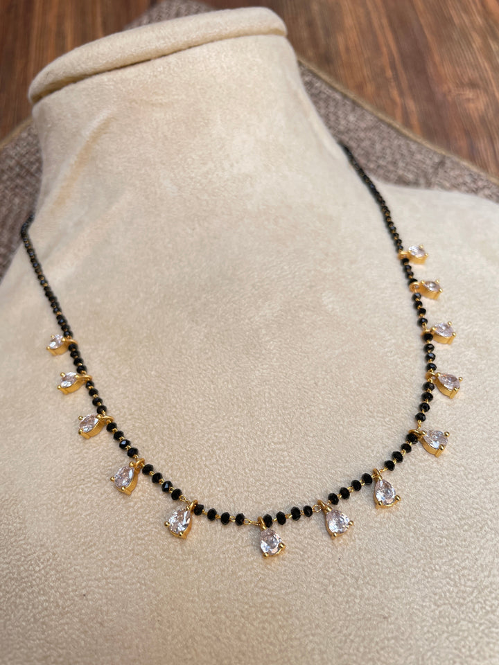 Gold Plated Diamond Drops Mangalsutra | SHOBITAM