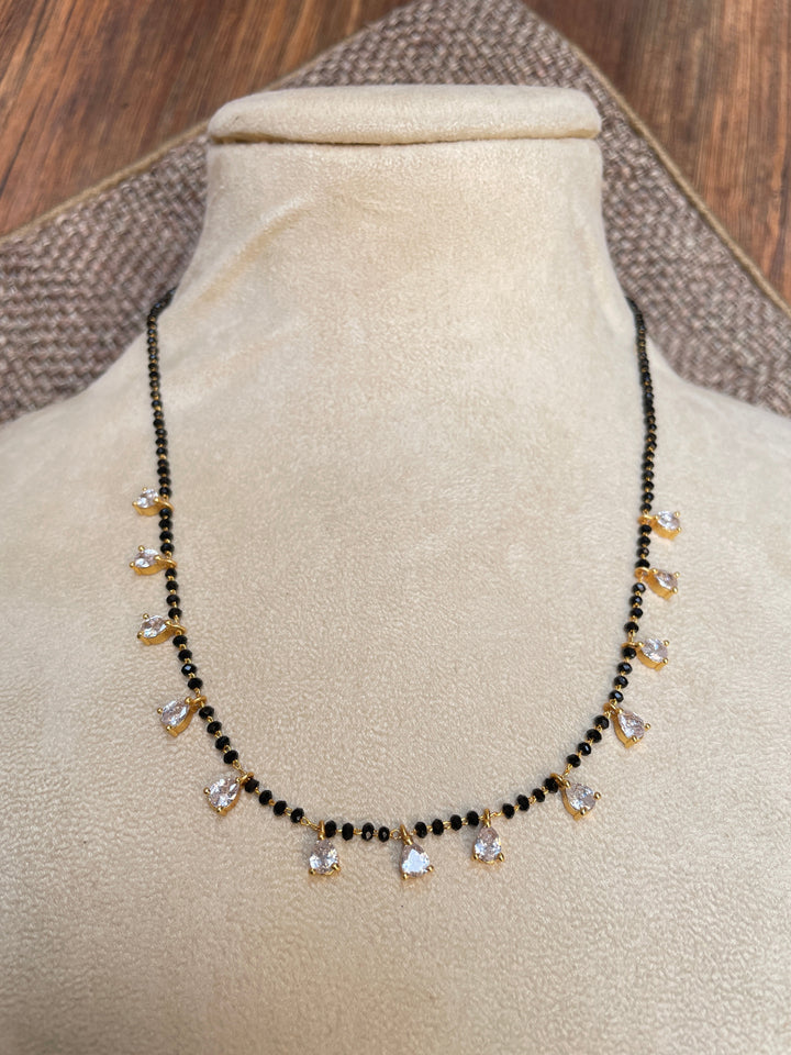 Gold Plated Diamond Drops Mangalsutra | SHOBITAM