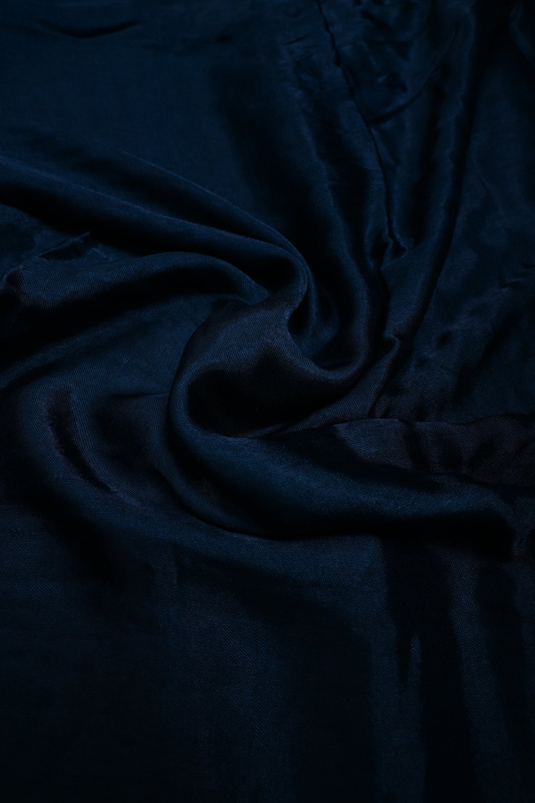 Dark Teal Borderless Modal Silk Saree with Lagda Patta Crushed Pallu | SHOBITAM