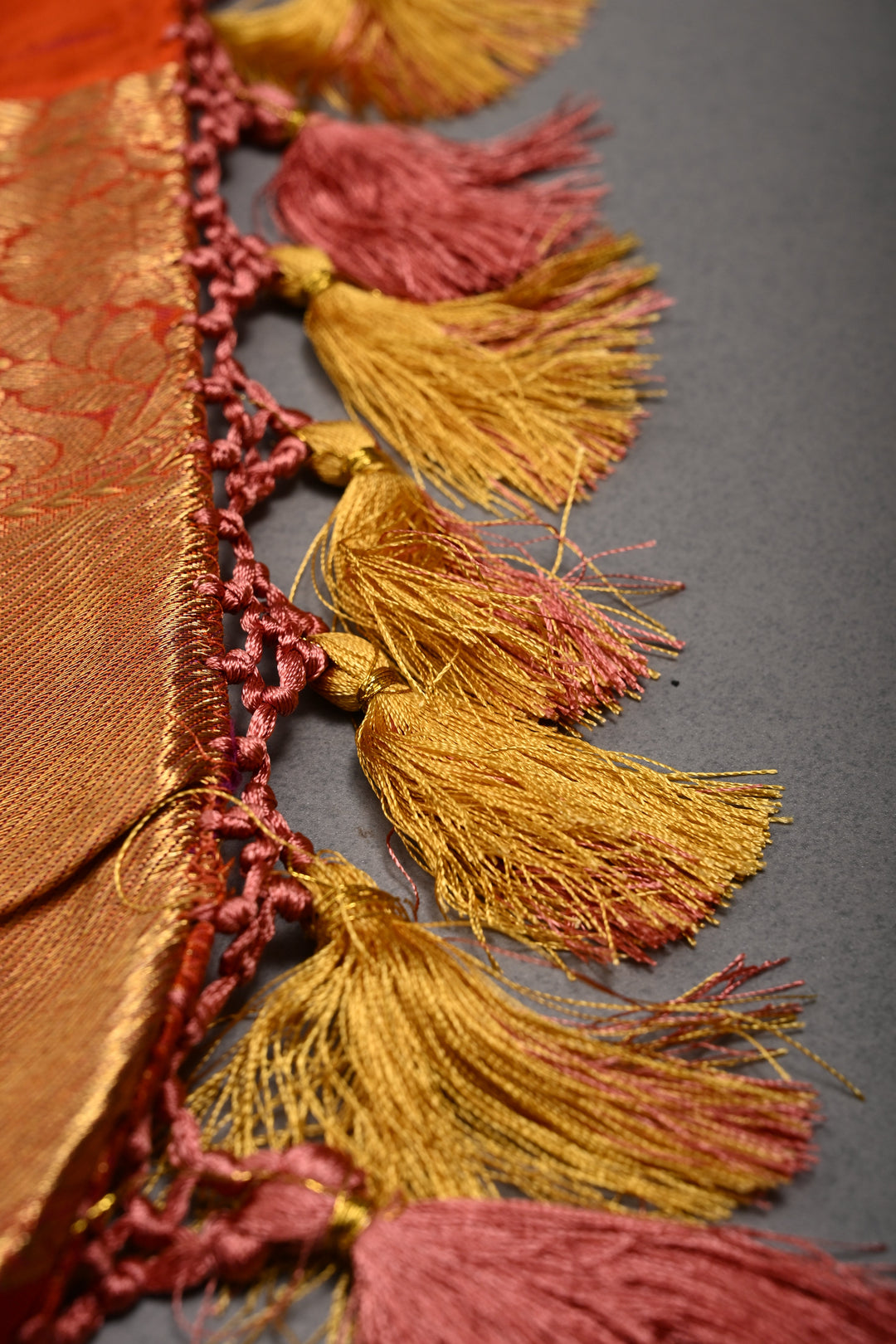 Rust Orange Pure Kanjivaram Silk Saree with Floral Brocade Jaal and Zari Border | SILK MARK CERTIFIED | SHOBITAM