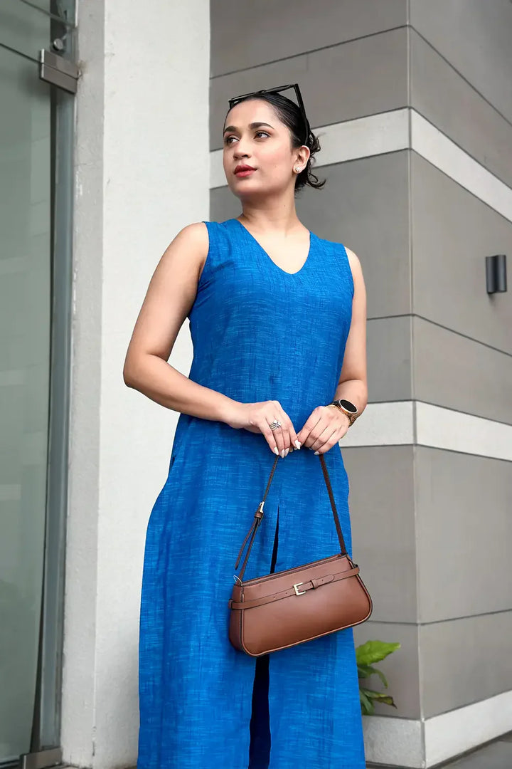 Teal Blue Pure Cotton Co-ord Set | SHOBITAM