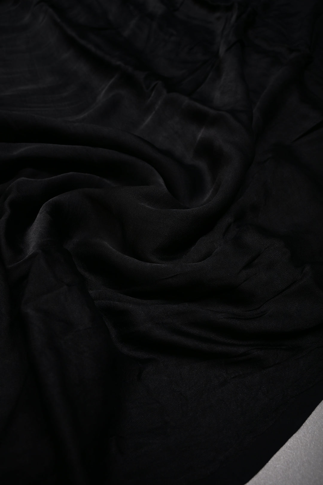 Black Borderless Modal Silk Saree with Lagda Patta Crushed Tissue Pallu | SHOBITAM