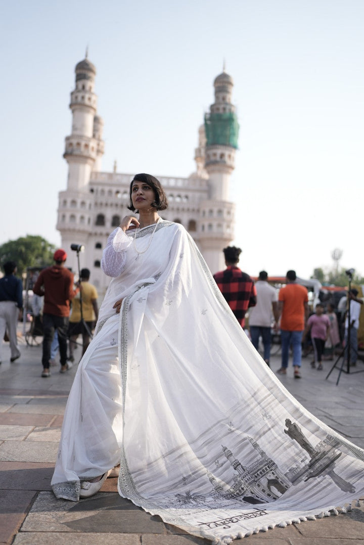 My City, My Saree - HYDERABAD :Designer Hand Painted Cotton Saree  | SHOBITAM