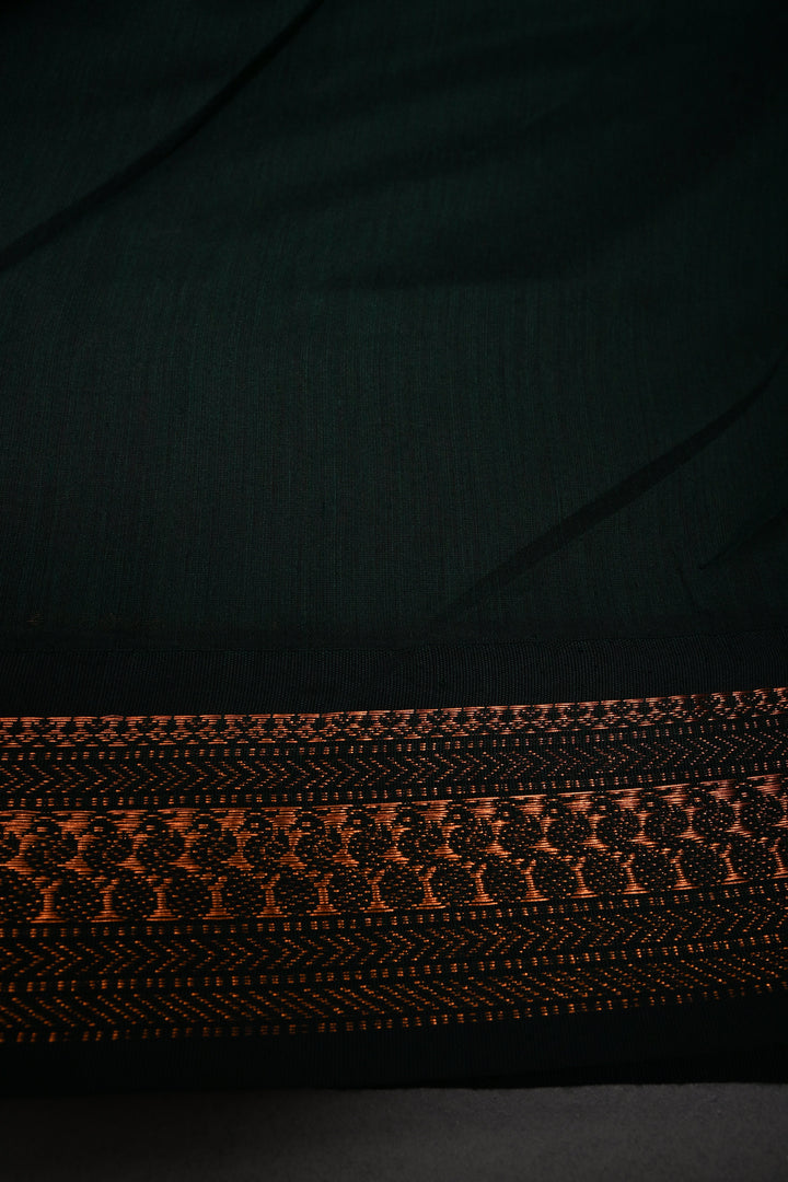 Dark Mauve Cotton Silk Saree with Thread Buttas and Contrast Zari Borders | SHOBITAM