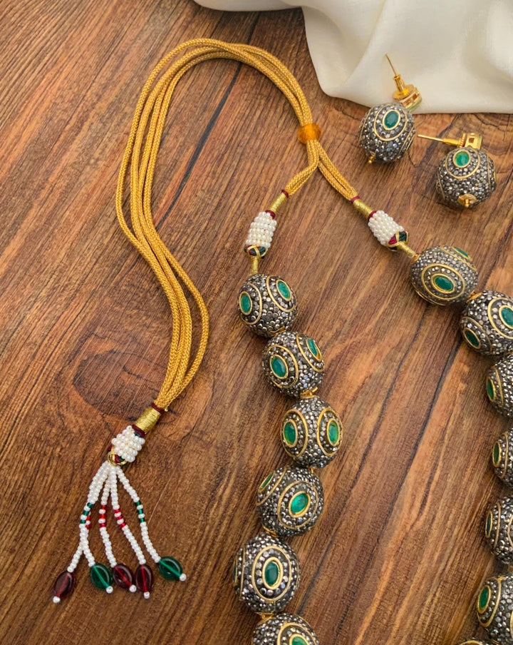 High Quality Round Jaipuri Beads Big Ball Mala Set  | SHOBITAM