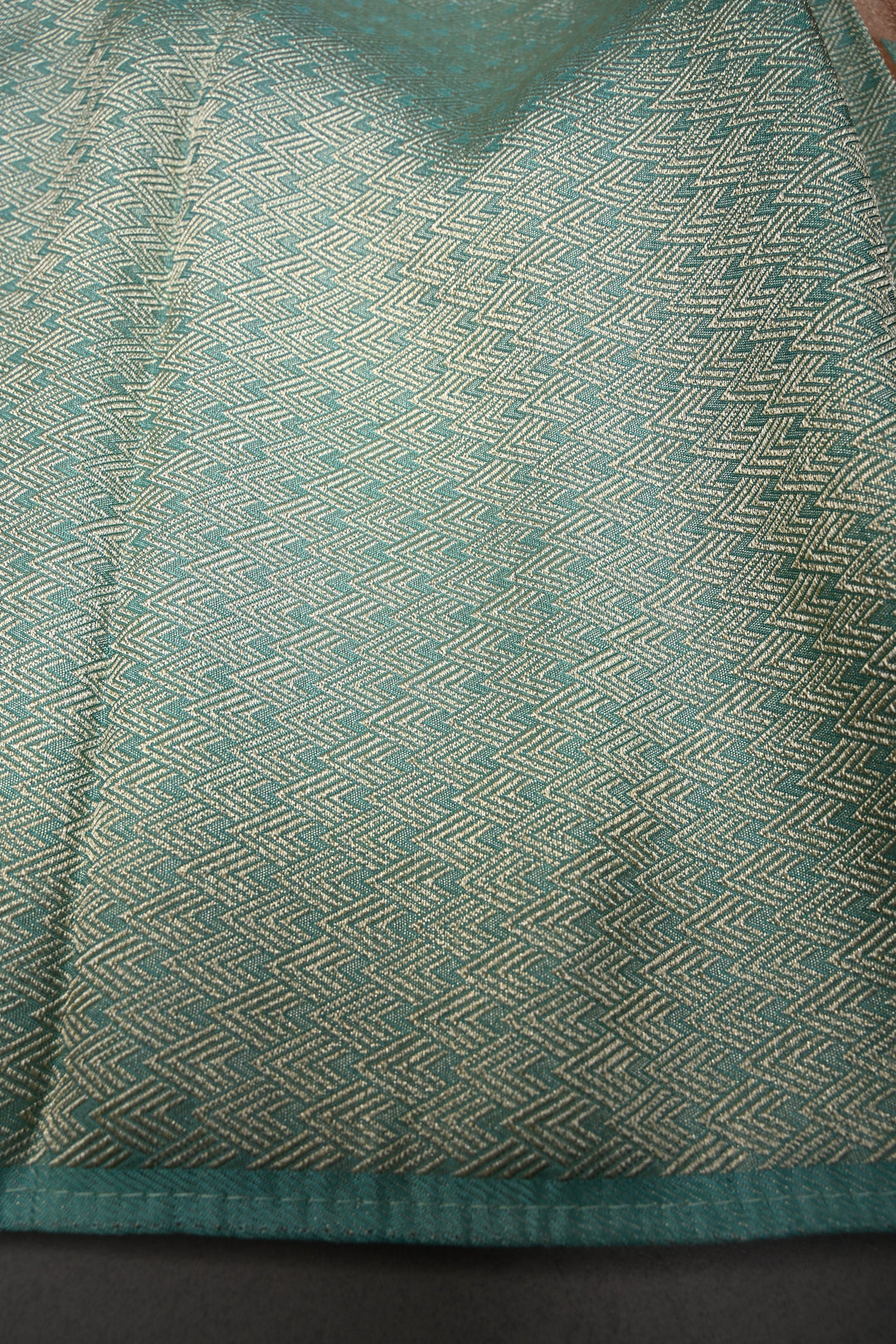 Green Woven Viscose Position Print Saree With and Zari Border | SHOBITAM