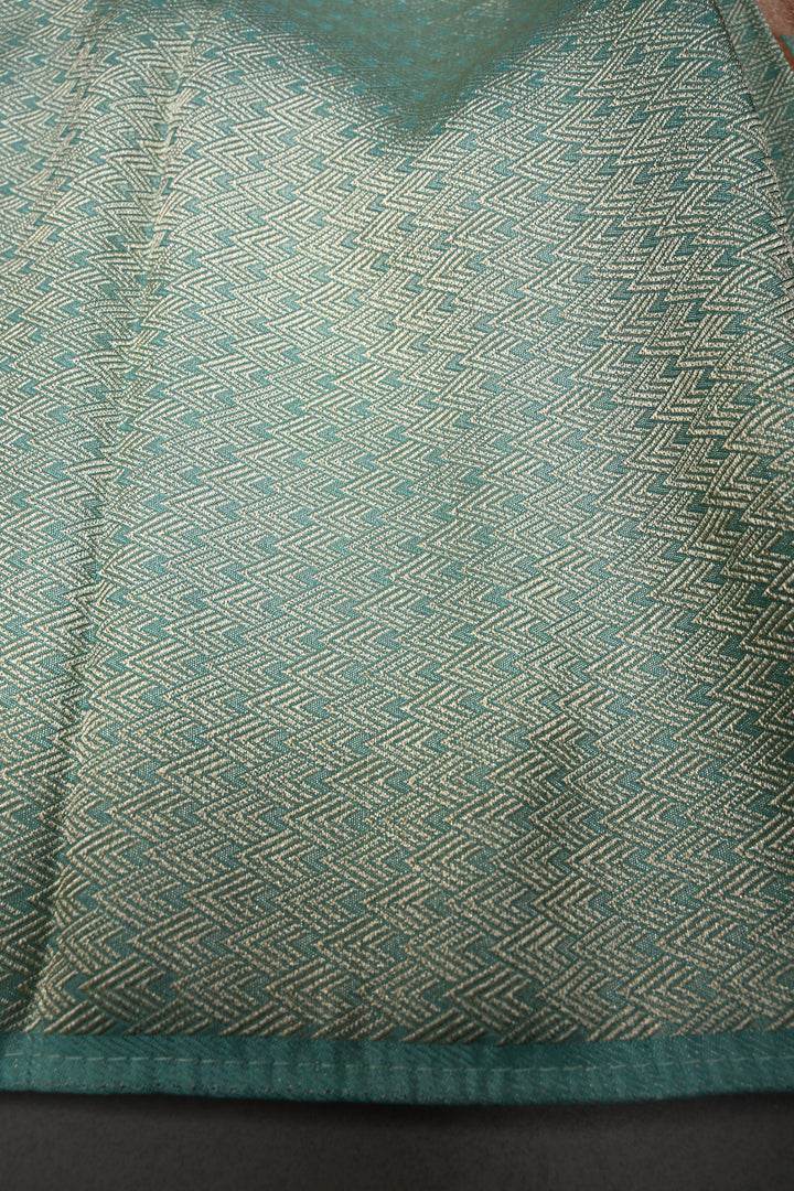 Green Woven Viscose Position Print Saree With and Zari Border | SHOBITAM