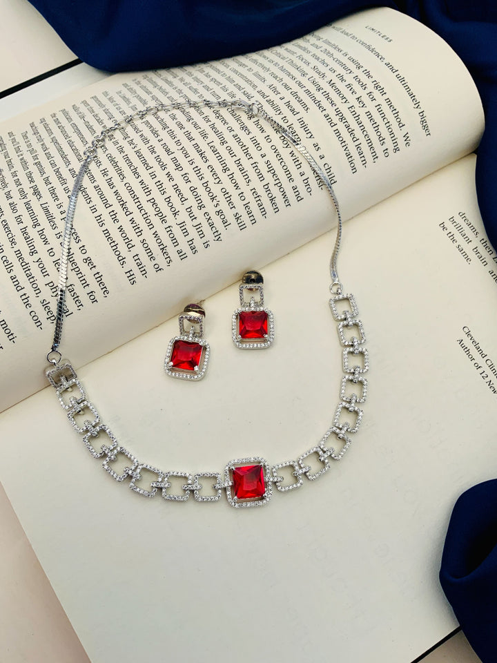 American Diamond Necklace Set – Luxury Evening Glam | SHOBITAM