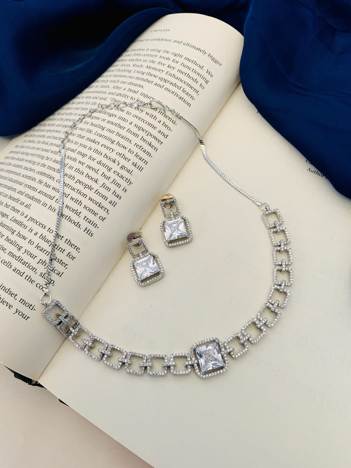 American Diamond Necklace Set – Luxury Evening Glam | SHOBITAM