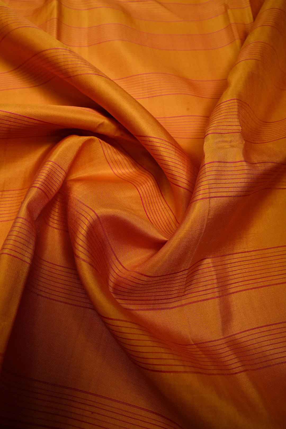 Mustard Yellow  Kanjivaram Silk Saree with Stripes Pattern and Contrast Minimal Zari Border | SILK MARK CERTIFIED | SHOBITAM
